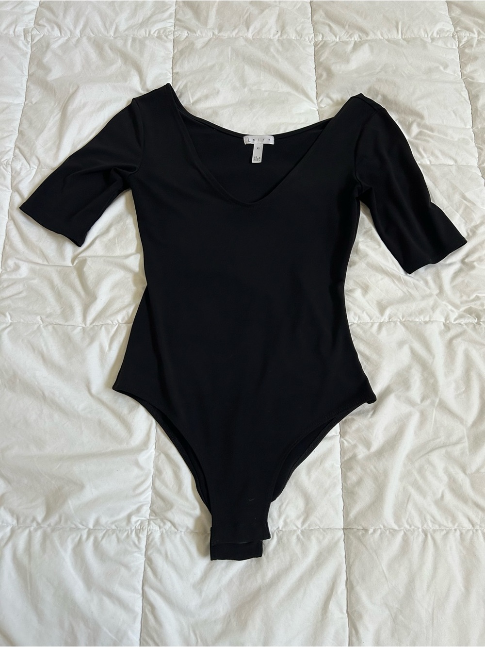 Leith Black Scoop Neck Bodysuit